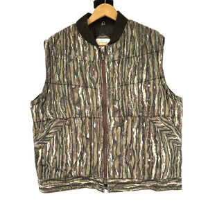 VTG 90s Trophy Club Realtree Camo Puffer Zip Up Vest Mens Large Hunting Outdoors